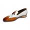 Duca Di Matiste "Cosenza" Gold/Off White Genuine Italian Calf Leather Weave Print Loafers.